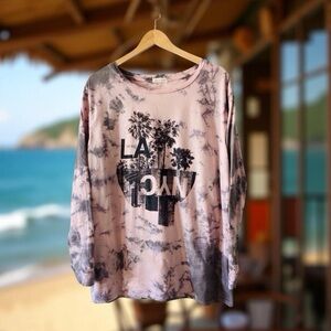 Occasion LA/NYC Tie-Dye Graphic Tee Pink & Gray